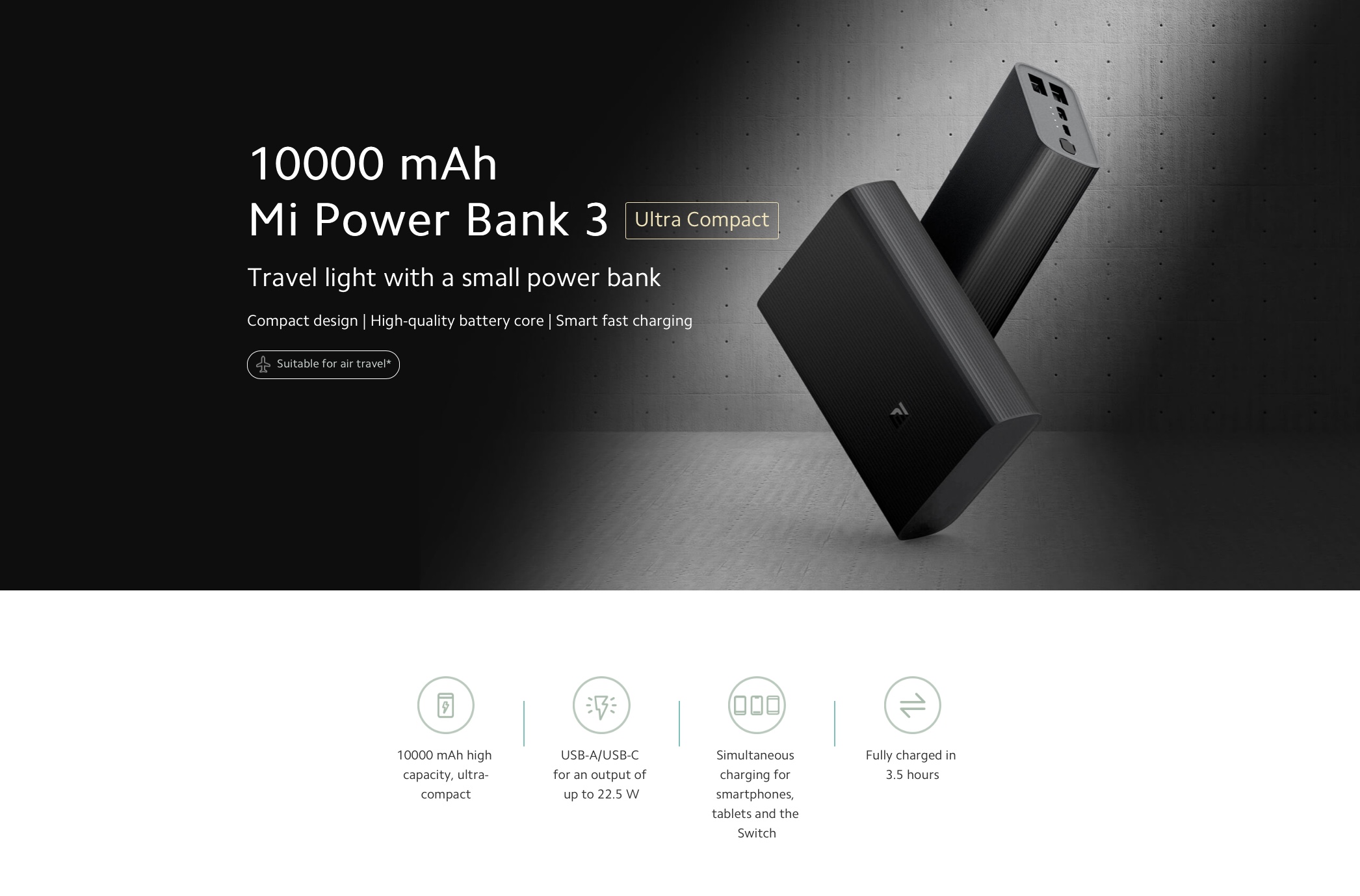 10000mah Mi Power Bank 3 Ultra Compact